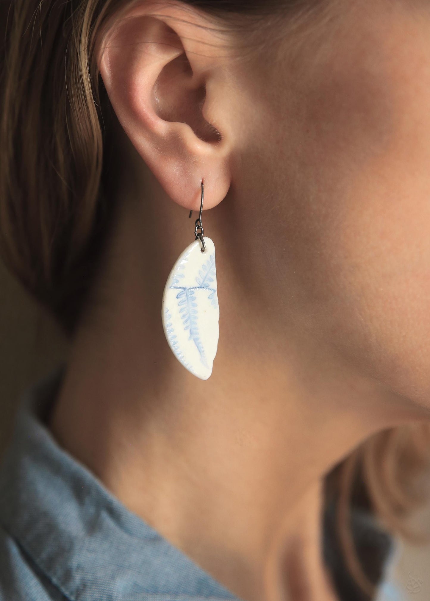 Cleft Ferns / Porcelain Earrings and Necklace
