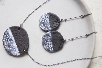 Milk Seas / Black Ceramic Set with Seashell Imprints