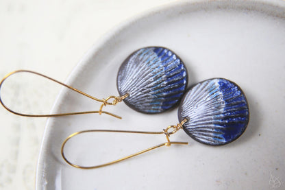 Shell Pleatings / Black Clay Ceramic Earrings