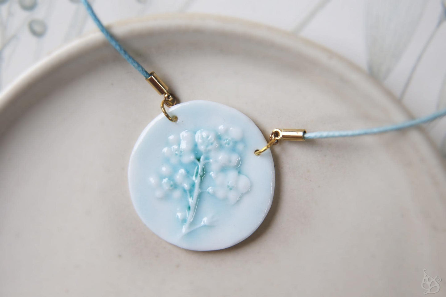 Forget-me-not / Porcelain Pendant