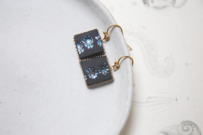 Sequence / Black Ceramic Earrings with Seashell Imprints