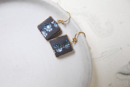 Sequence / Black Ceramic Earrings with Seashell Imprints