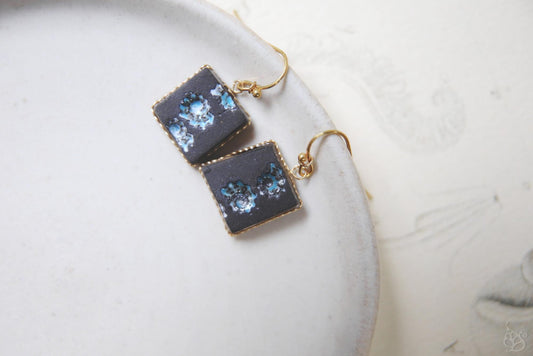 Sequence / Black Ceramic Earrings with Seashell Imprints