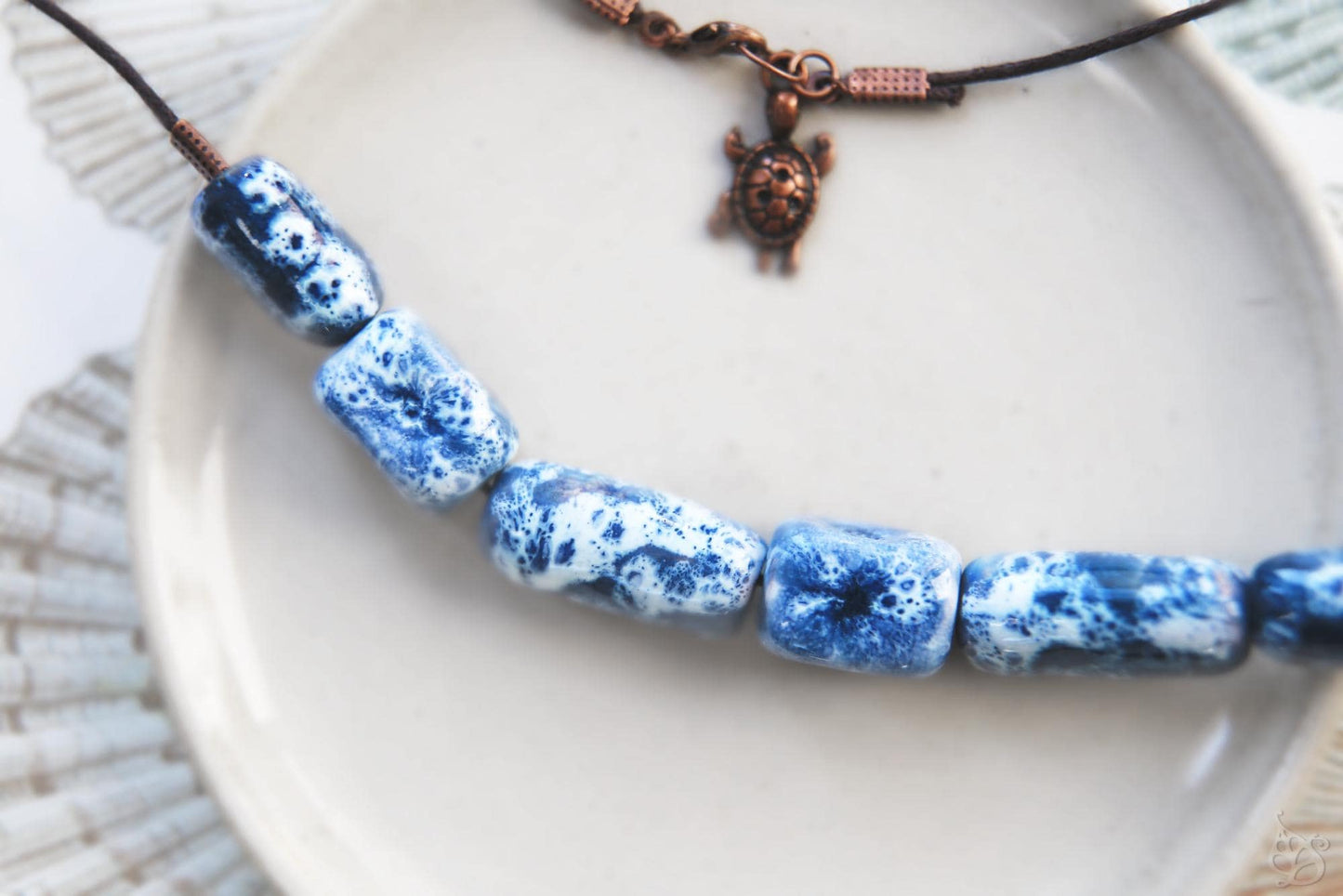 Sea Foam / Ceramic Necklace and Earrings
