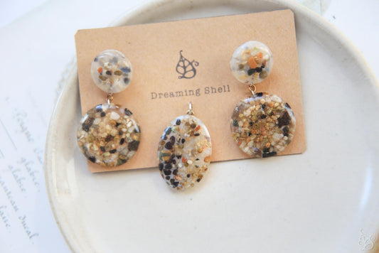 Salou set / Beach sand from Spain - earrings and pendant
