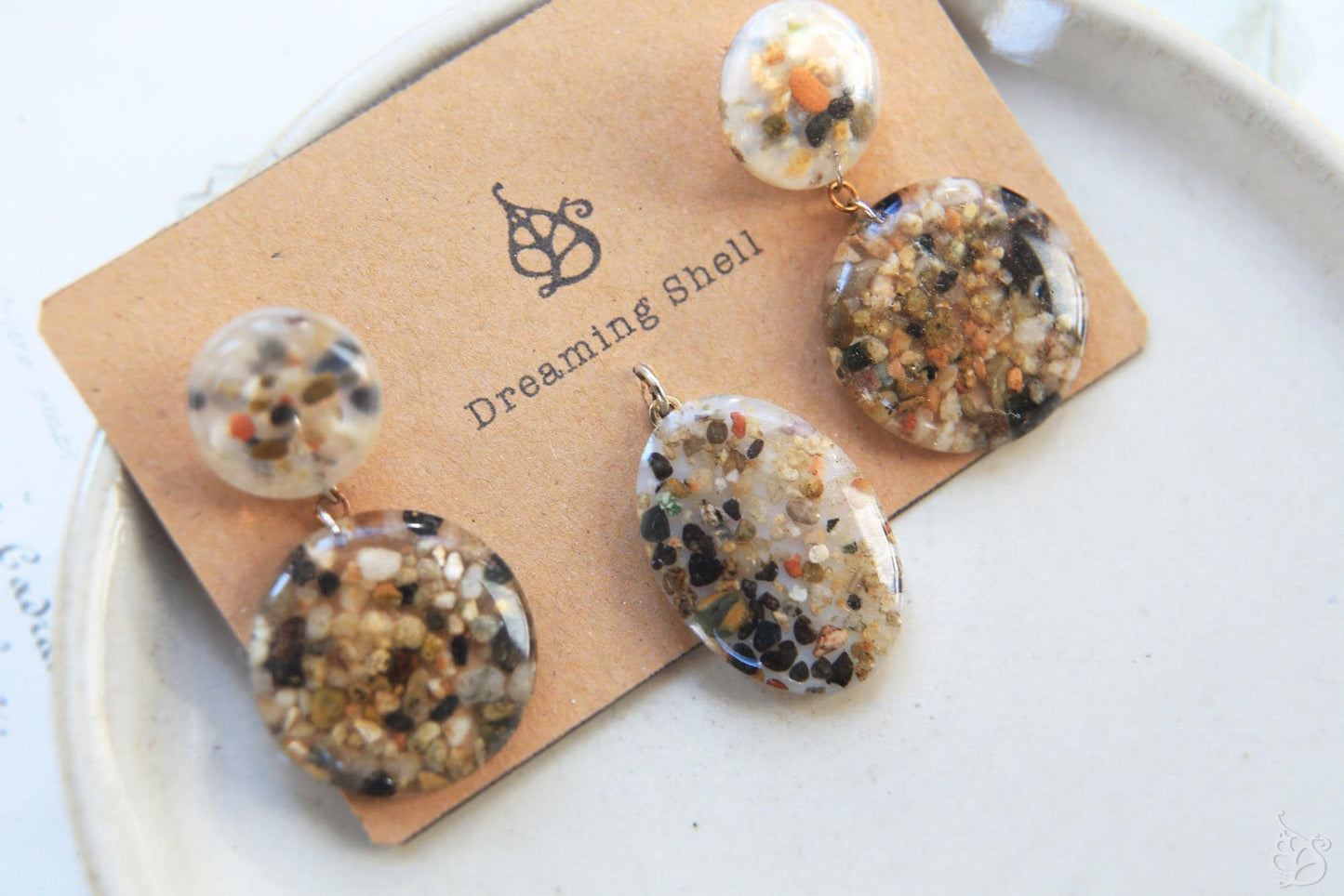 Salou set / Beach sand from Spain - earrings and pendant