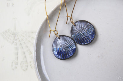 Shell Pleatings / Black Clay Ceramic Earrings