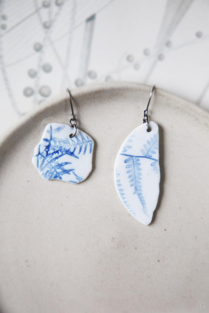 Cleft Ferns / Porcelain Earrings and Necklace