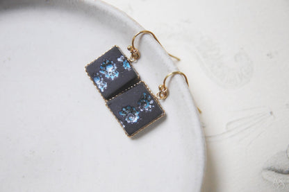 Sequence / Black Ceramic Earrings with Seashell Imprints