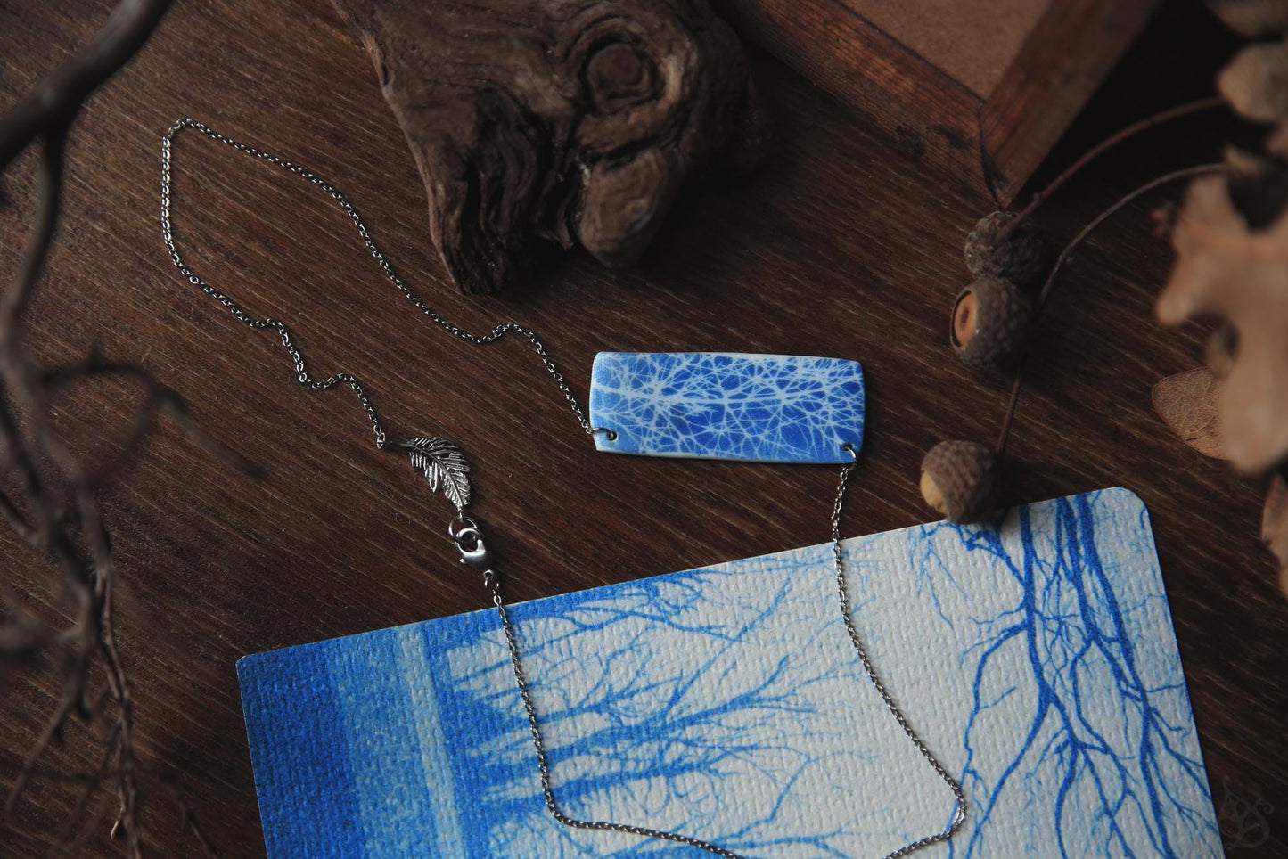 Subtlety / Porcelain Cyanotype Necklace