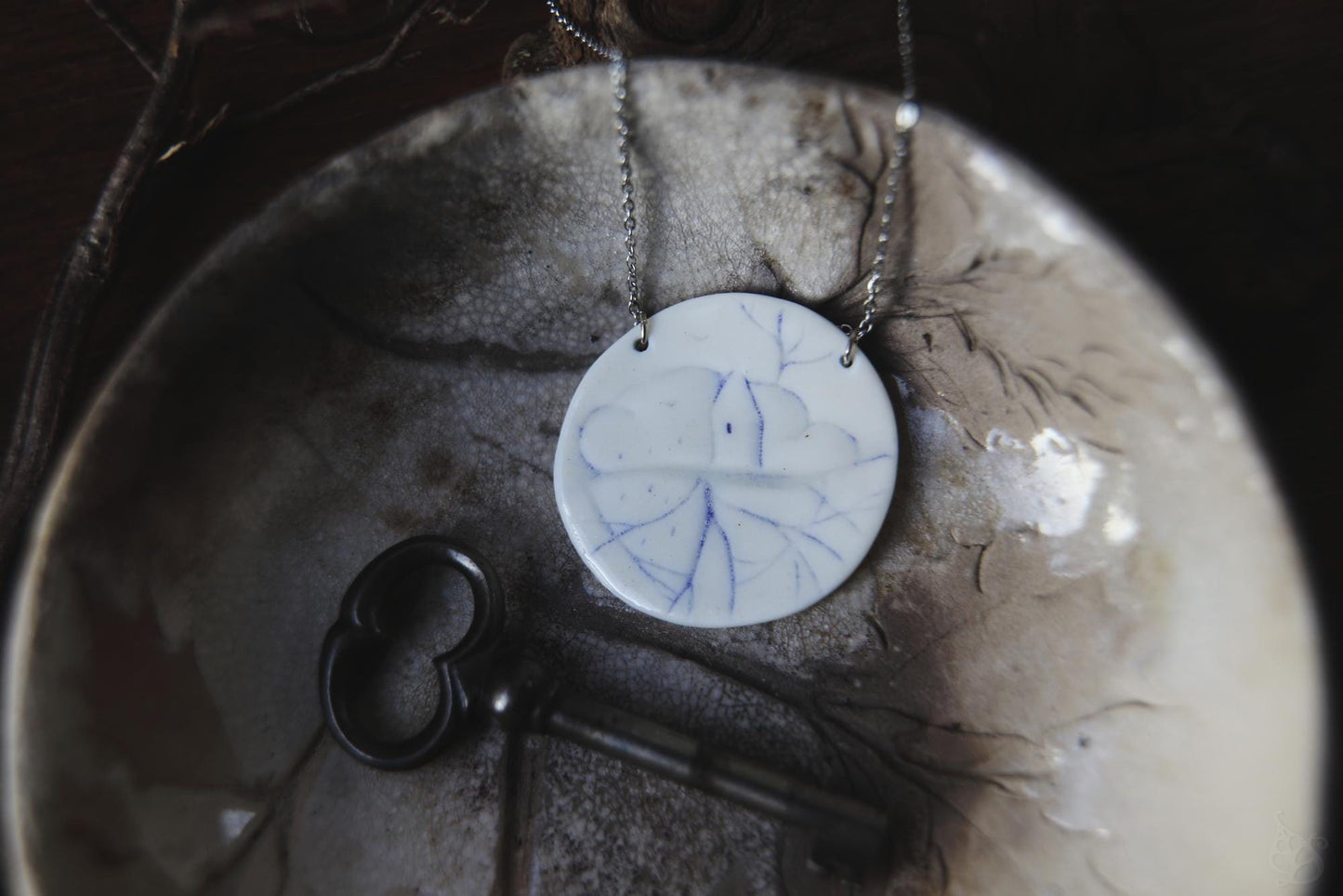 Rain and Roots / Porcelain Pendant