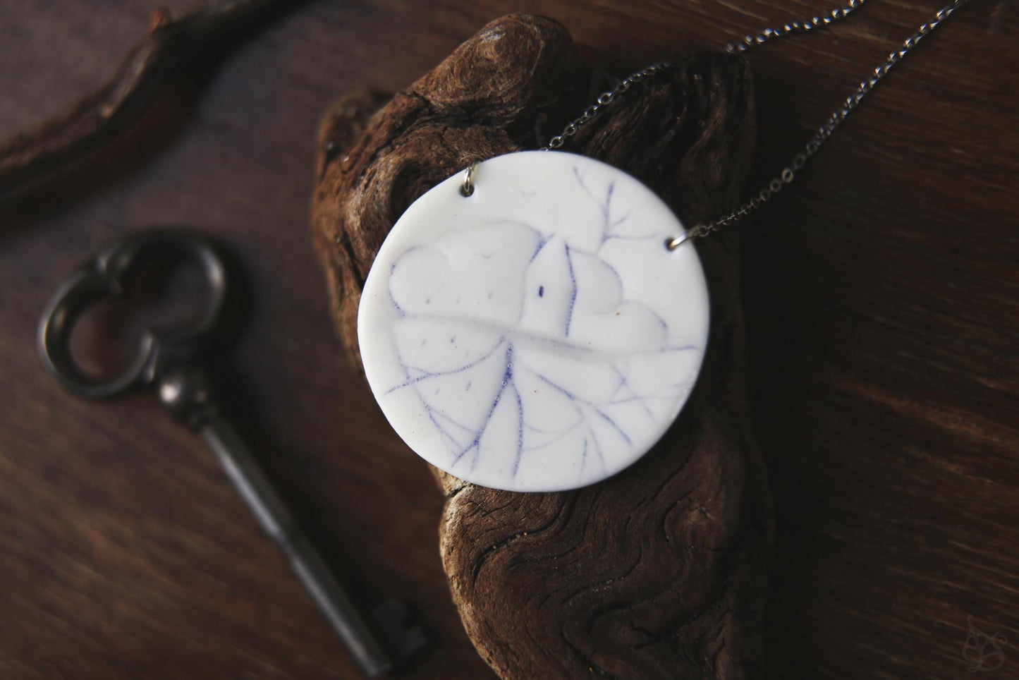 Rain and Roots / Porcelain Pendant