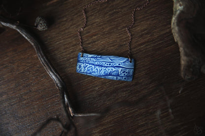 Going Home / Porcelain Cyanotype Necklace