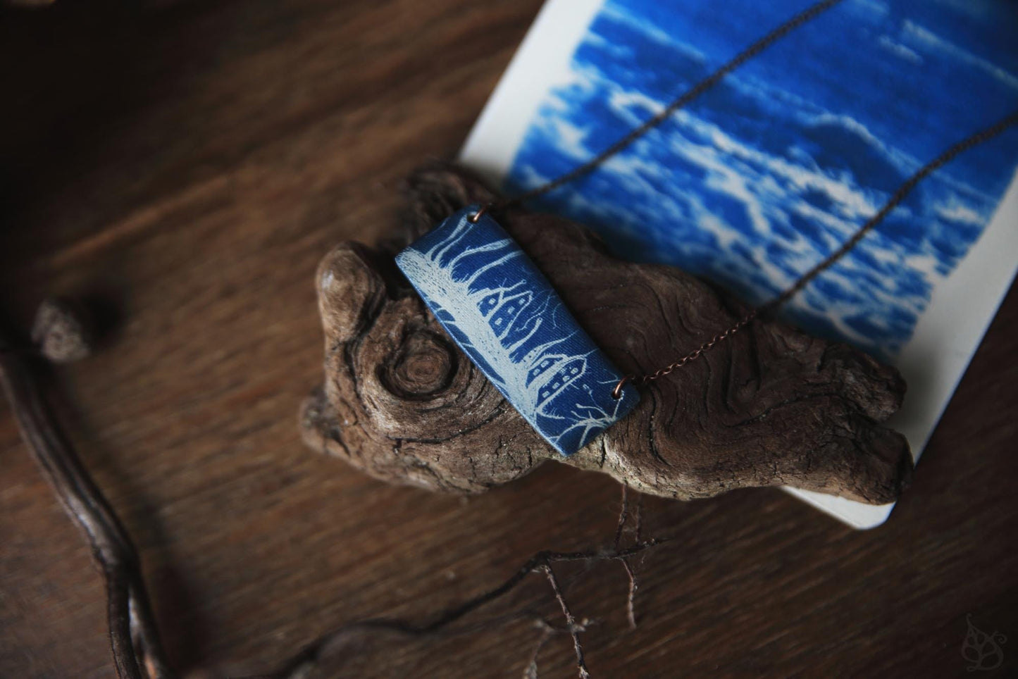 Going Home / Porcelain Cyanotype Necklace