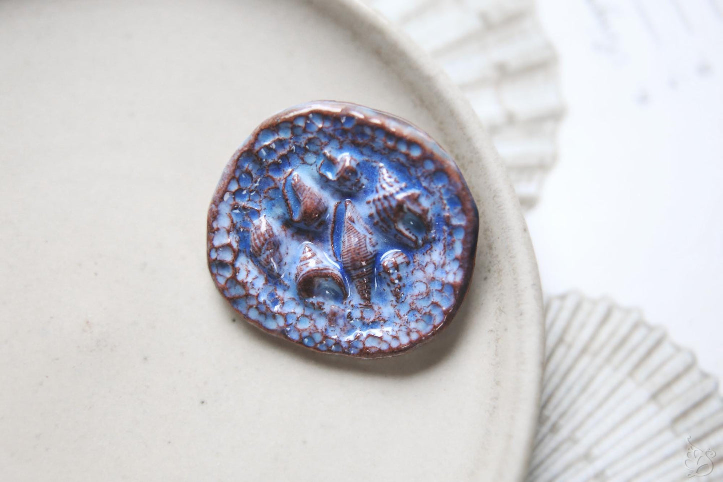 Okinawa Reliefs / Red Clay Ceramic Brooch