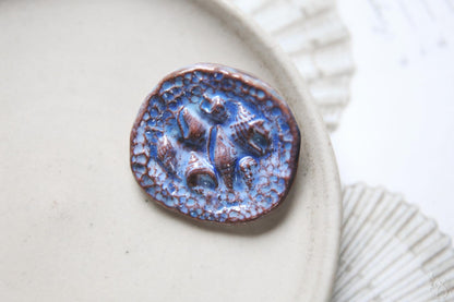 Okinawa Reliefs / Red Clay Ceramic Brooch