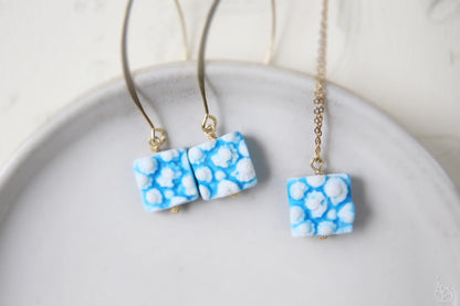 Seahell Bas-relief / Porcelain Earrings and Pendant set