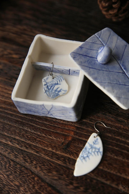 Cleft Ferns / Porcelain Earrings and Necklace