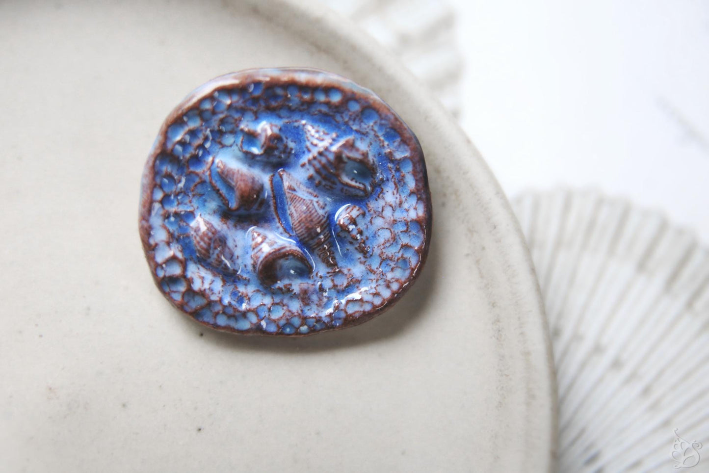 Okinawa Reliefs / Red Clay Ceramic Brooch