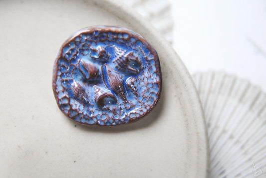 Okinawa Reliefs / Red Clay Ceramic Brooch