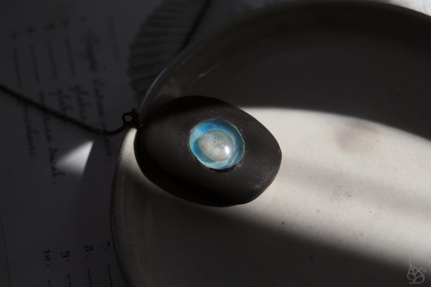 Urchin Cove / Black Ceramics Pendant with Sea Treasure