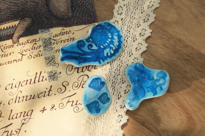 Turquoise Drift / Porcelain Brooches