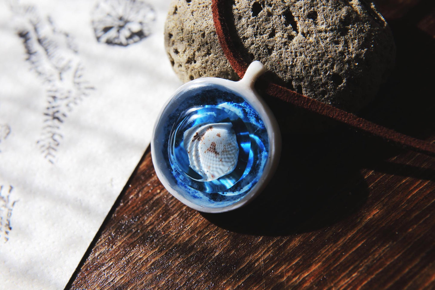Clam Pool / Porcelain and Seashell Necklace