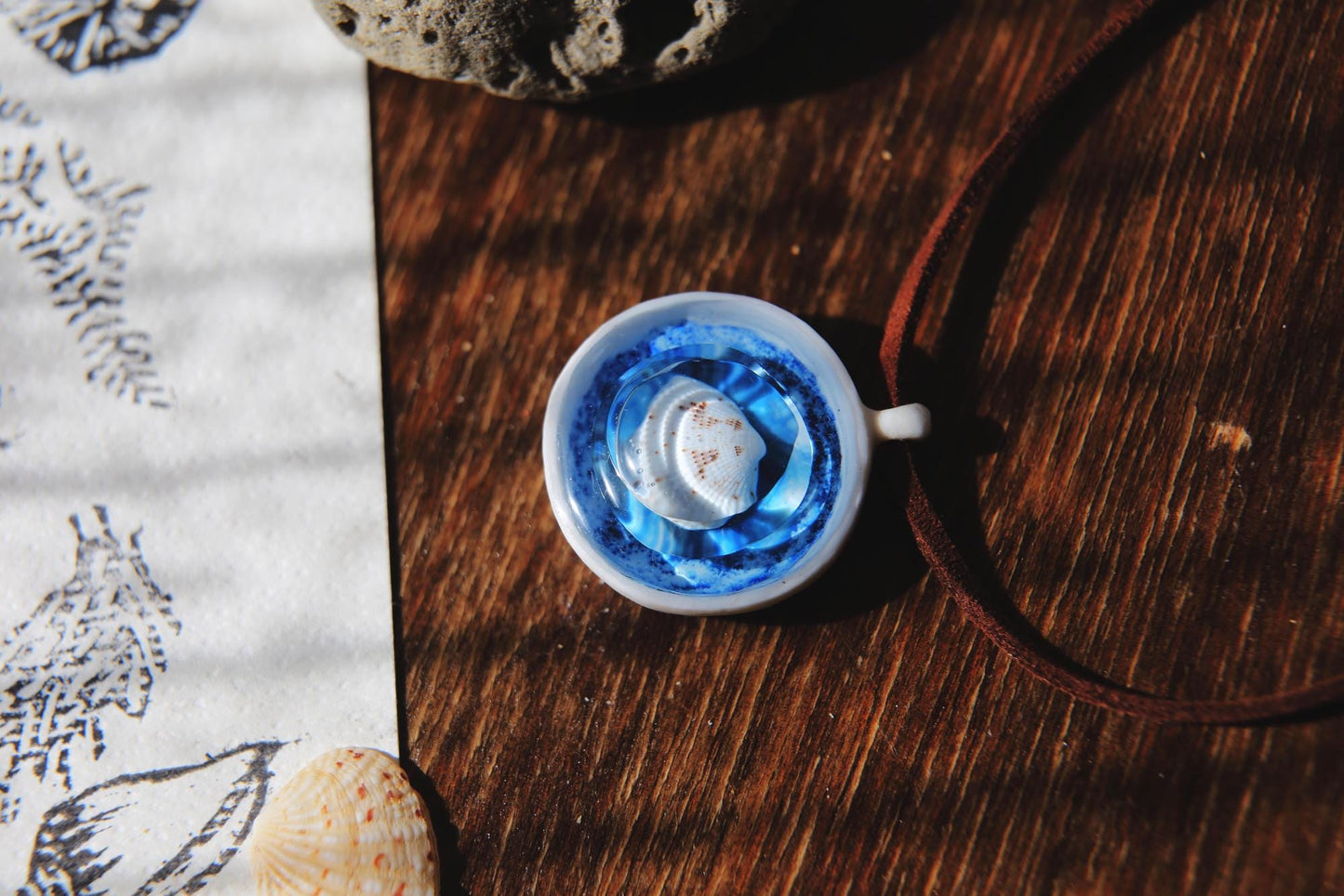 Clam Pool / Porcelain and Seashell Necklace