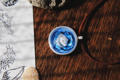 Clam Pool / Porcelain and Seashell Necklace