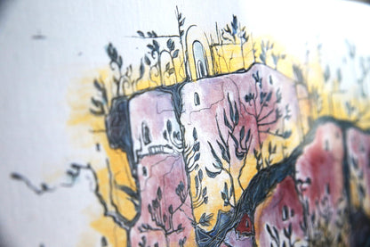 Summer Town / Original ink and acrylic painting