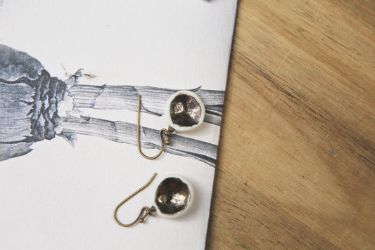 Deep Copper / Porcelain Earrings