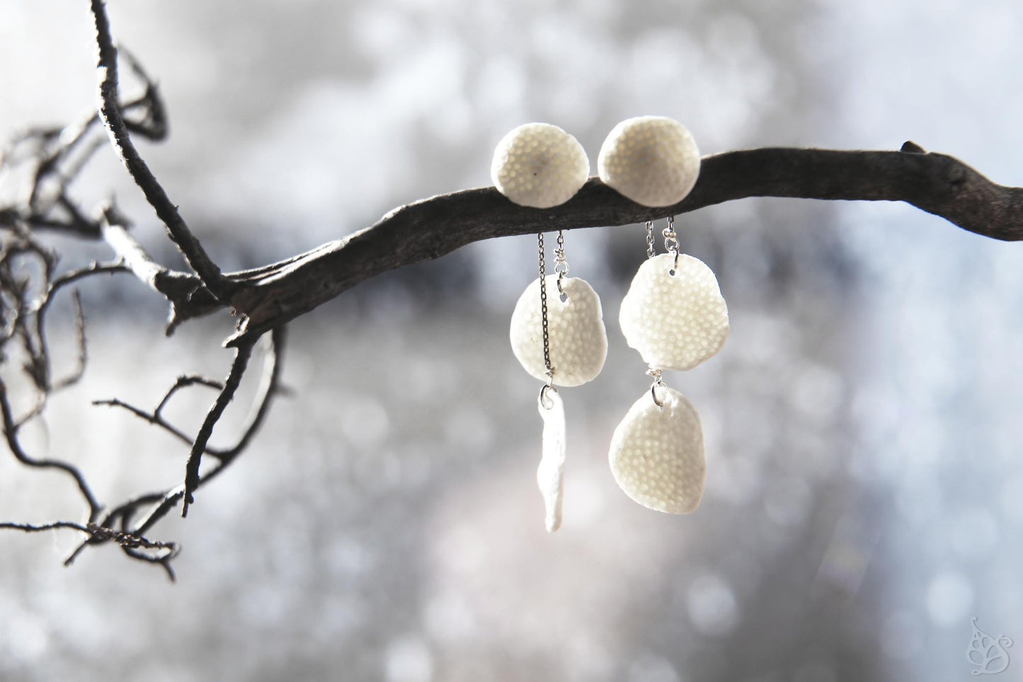 Coral Blinks / Porcelain Earjacket Earrings