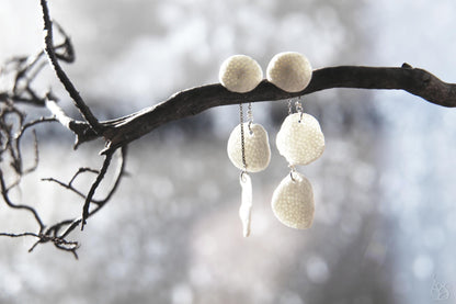 Coral Blinks / Porcelain Earjacket Earrings