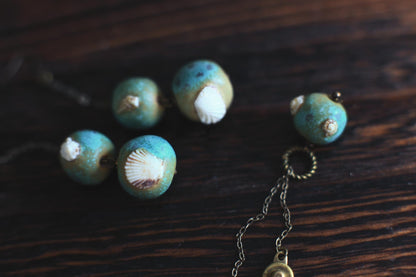 Patina Shells / Porcelain Earrings and Pendant
