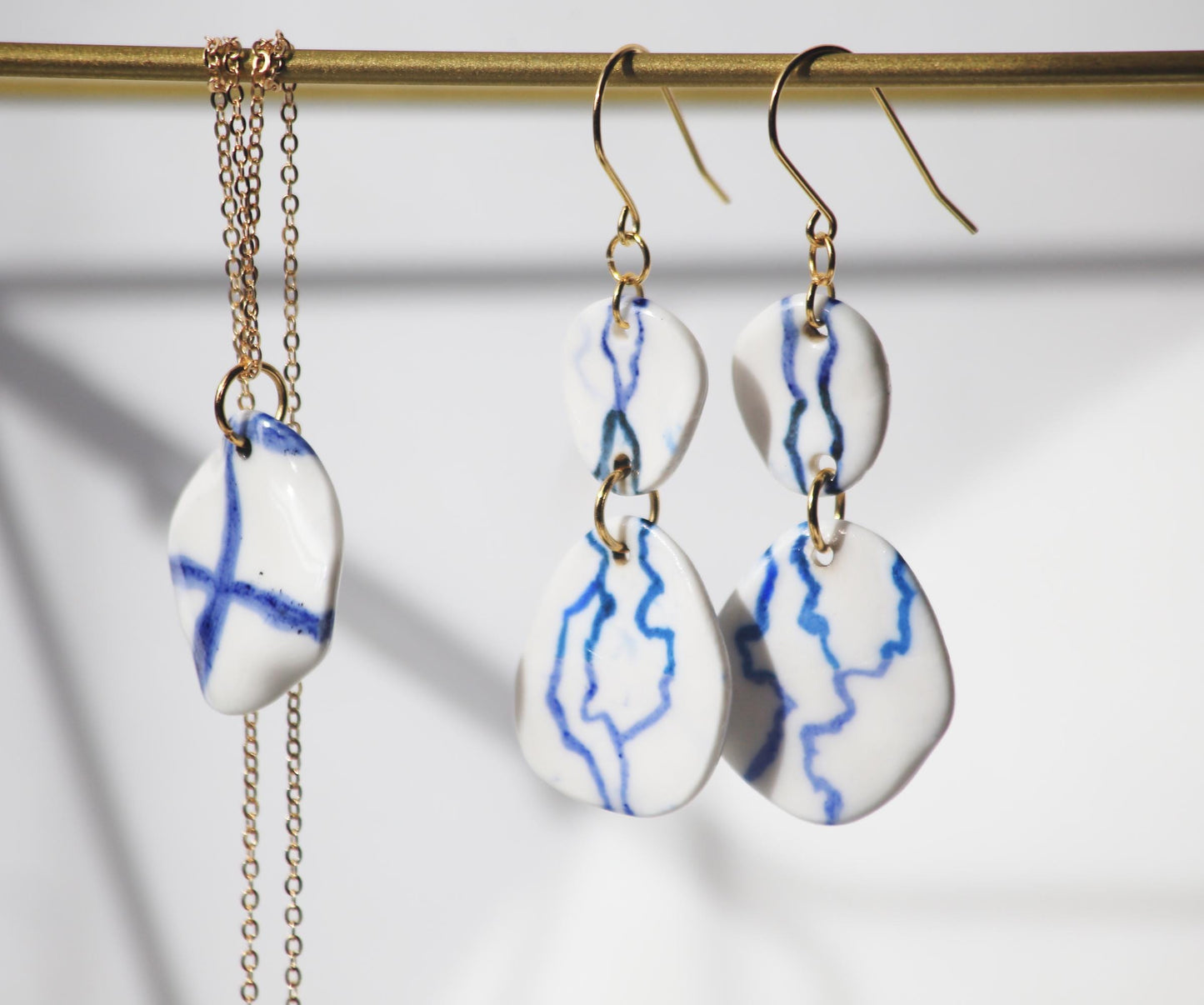 Currents / Porcelain Earrings and Pendant