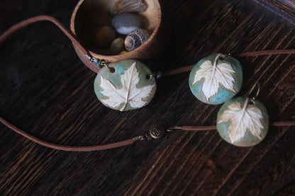 Patina Grapevine / Porcelain Earrings and Necklace
