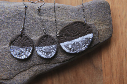 Milk Seas / Black Ceramic Set with Seashell Imprints