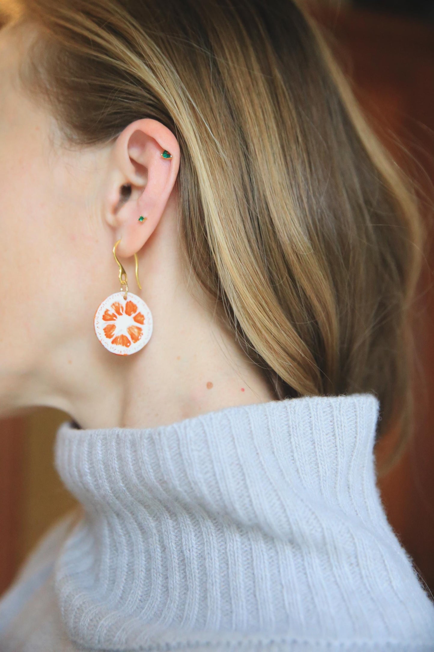 Orange Slices / Porcelain Earrings