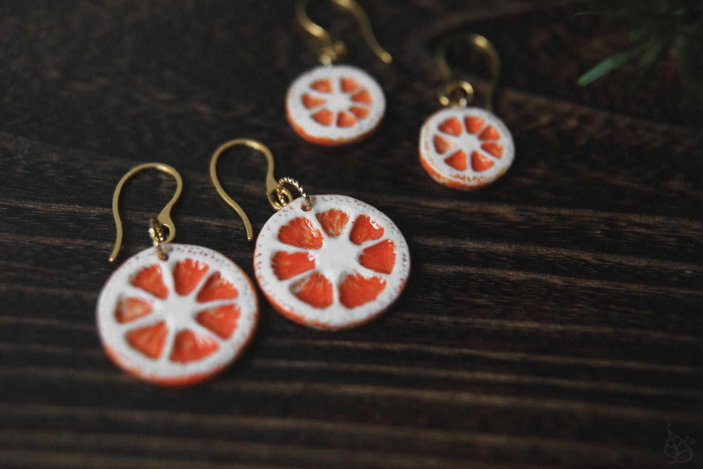Orange Slices / Porcelain Earrings