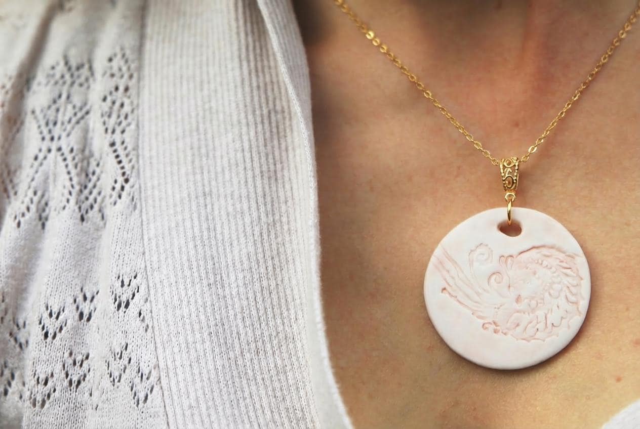 Rose Argonaute / Porcelain Pendant