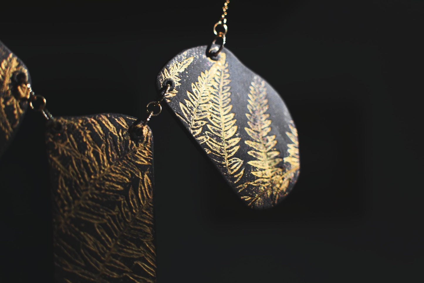 Fern Trilogy / Black Ceramics Necklace