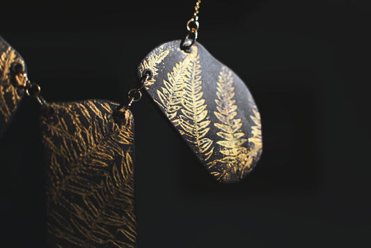 Fern Trilogy / Black Ceramics Necklace