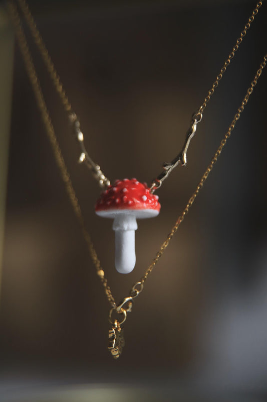 Fae Toadstool / Porcelain pendant