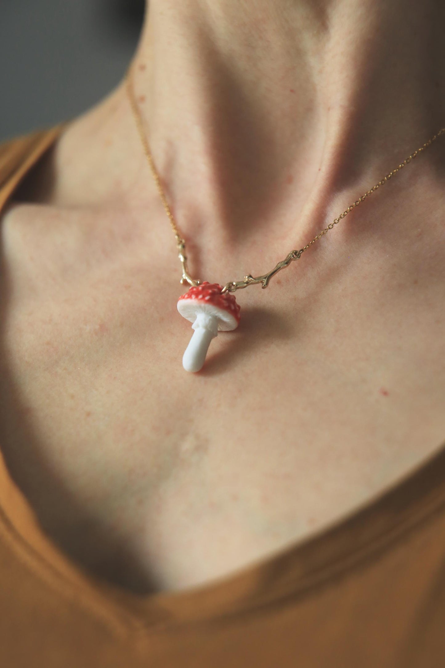 Fae Toadstool / Porcelain pendant