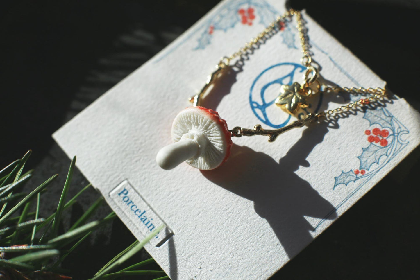 Fae Toadstool / Porcelain pendant