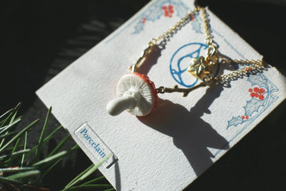 Fae Toadstool / Porcelain pendant