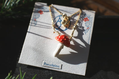 Fae Toadstool / Porcelain pendant