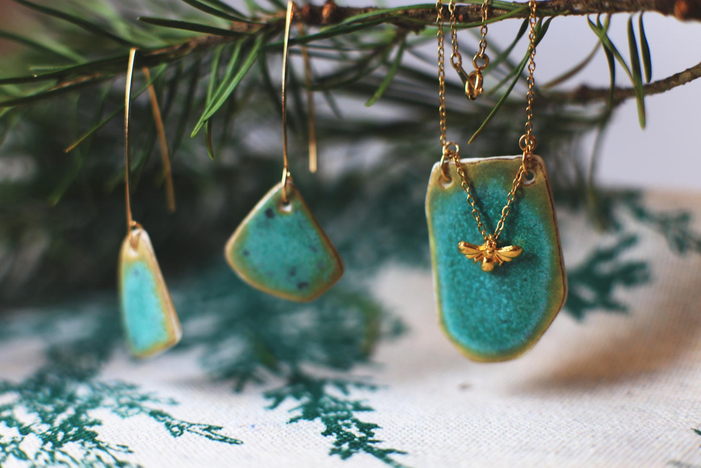 Bee Meadow / Porcelain Charm Pendant