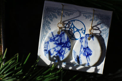 Cobalt Branches / Porcelain Earrings and Pendant Set