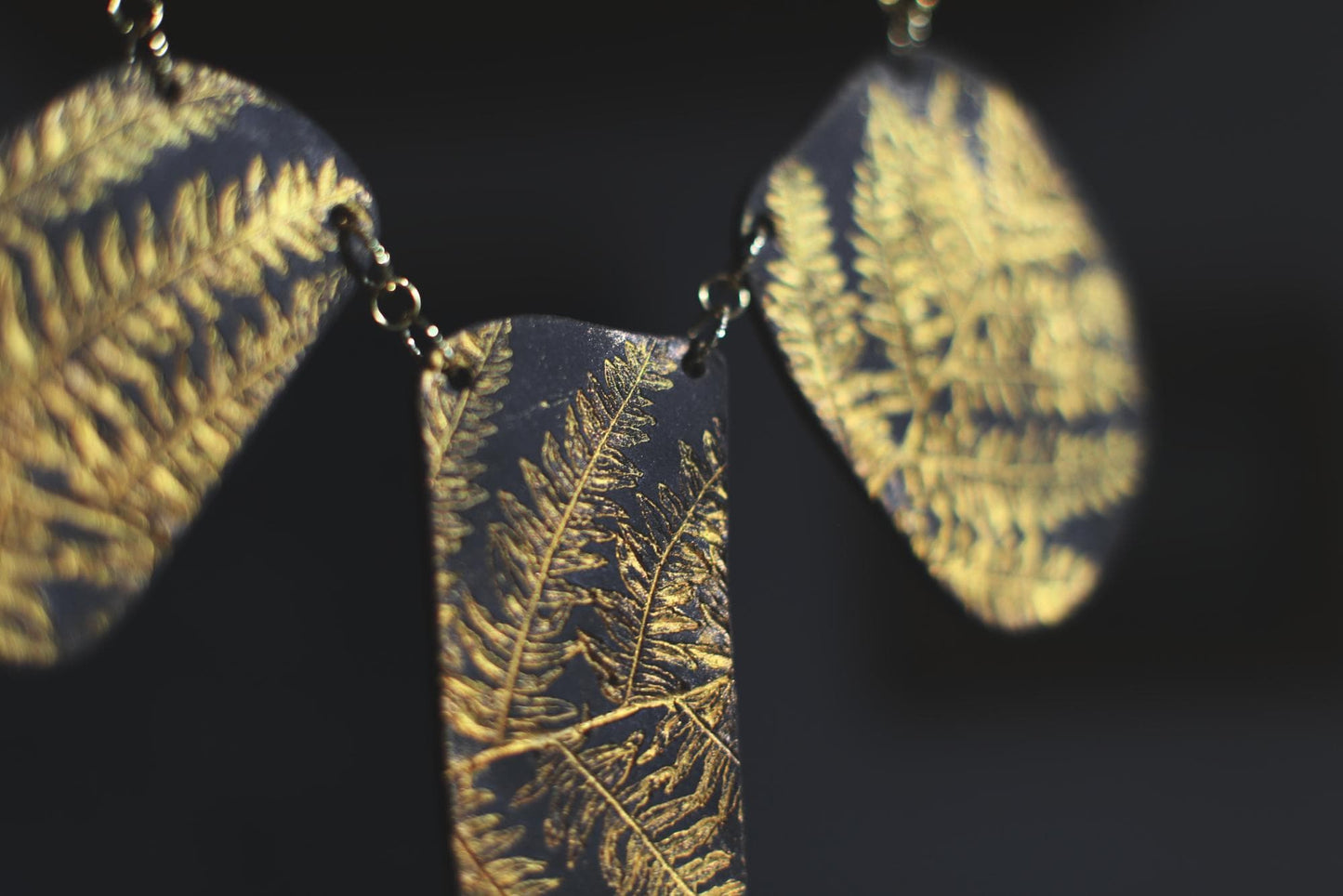 Fern Trilogy / Black Ceramics Necklace